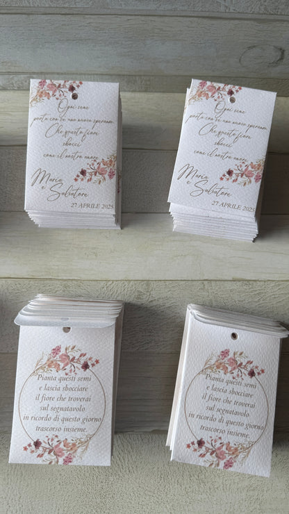 Segnaposto in bustina personalizzata con semi "Fiori" - specifici su richiesta