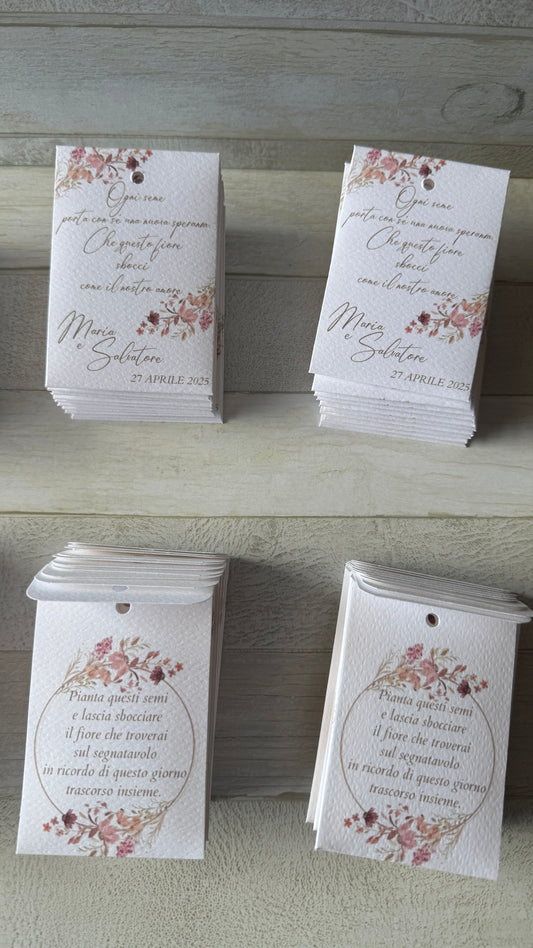 Segnaposto in bustina personalizzata con semi "Fiori" - specifici su richiesta