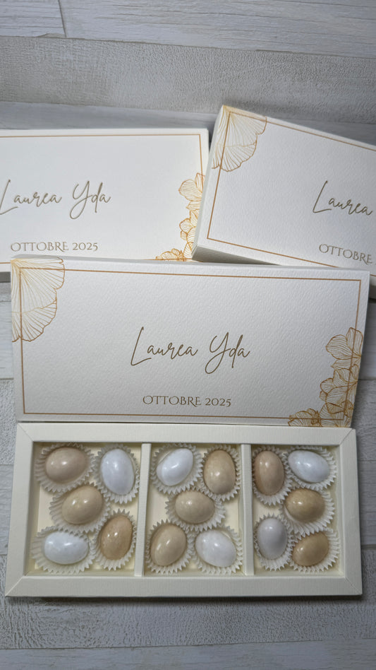 Porta confetti Laurea – Cofanetto a scorrimento degustazione personalizzabile (15 confetti)