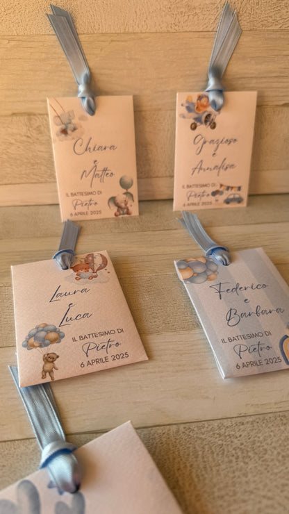 Segnaposto Battesimo – Bustina Semi "Prato Fiorito" Personalizzata