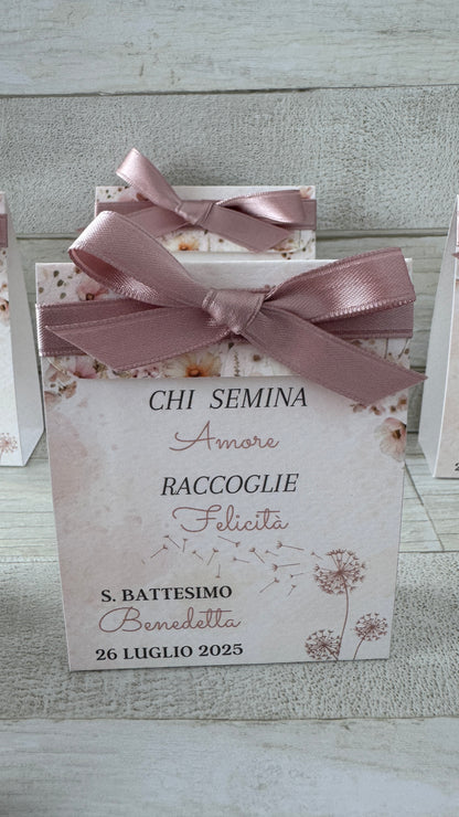 Porta confetti Battesimo – Bustina Semi “Prato Fiorito” Aperta ai Lati