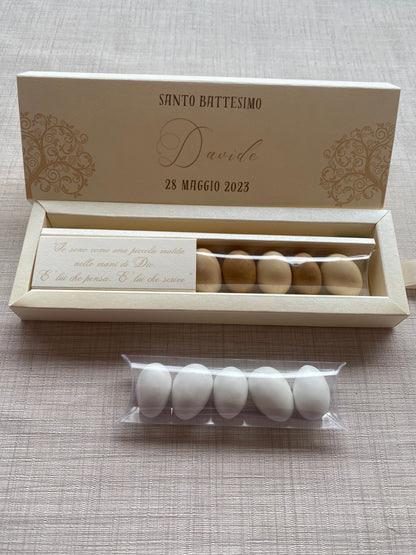 Cofanetto regalo personalizzato per Battesimo con Matita Seminabile e Confetti