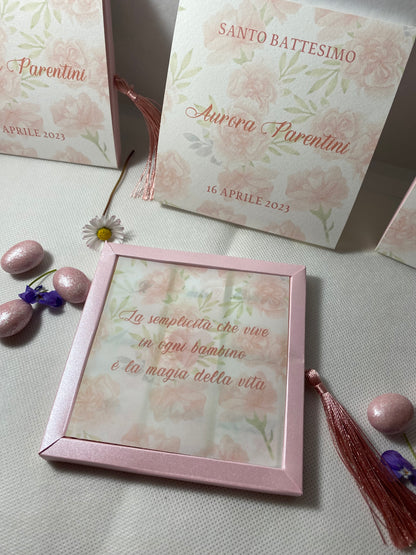 Scatola fiammifero personalizzata Battesimo con cioccolatini - 33x33mm
