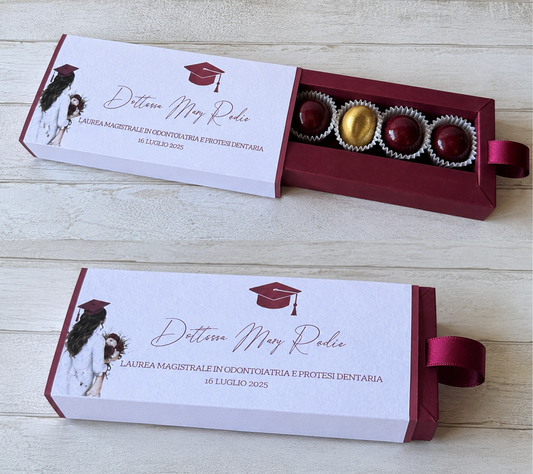 Porta confetti Laurea – Scatola a Scorrimento Degustazione (5 Confetti)