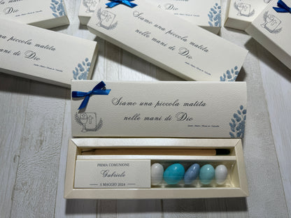 Cofanetto regalo personalizzato per Comunione-Cresima con Matita Seminabile e Confetti