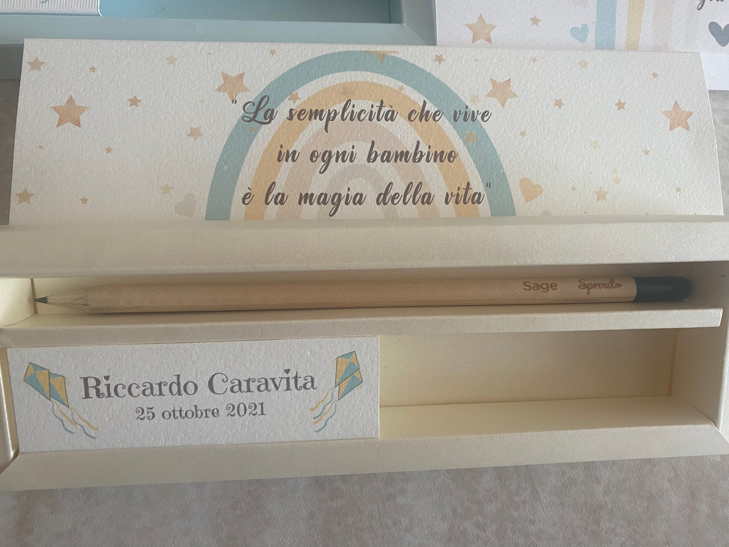 Cofanetto regalo personalizzato per Battesimo&Nascita con Matita Seminabile