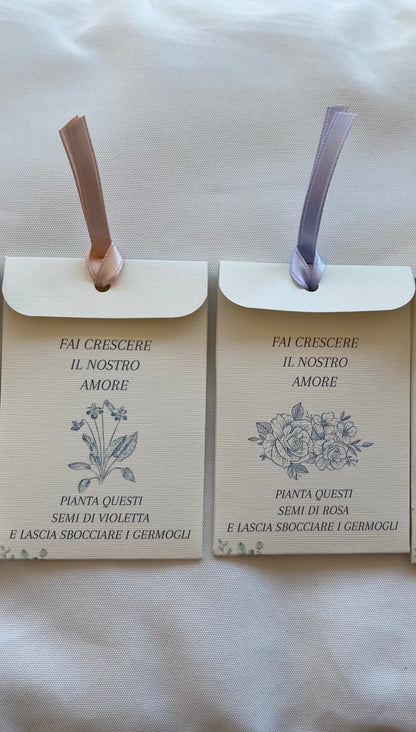 Segnaposto Matrimonio – Bustina Semi Fiori personalizzata