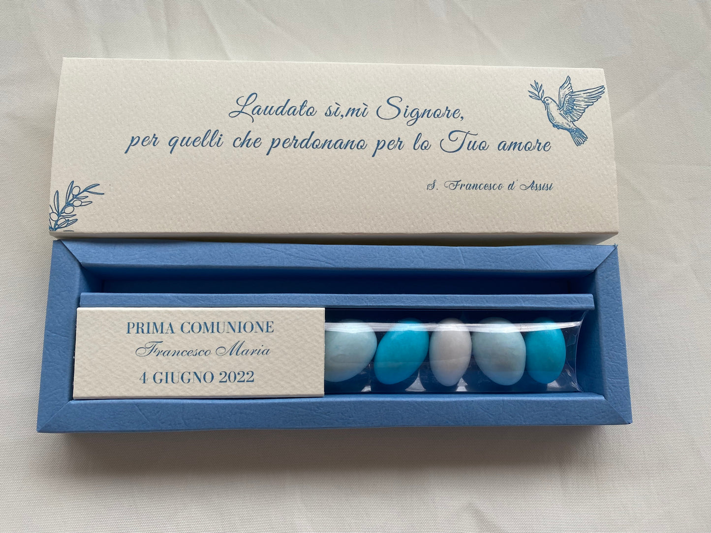 Cofanetto regalo personalizzato per Comunione-Cresima con Matita Seminabile e Confetti