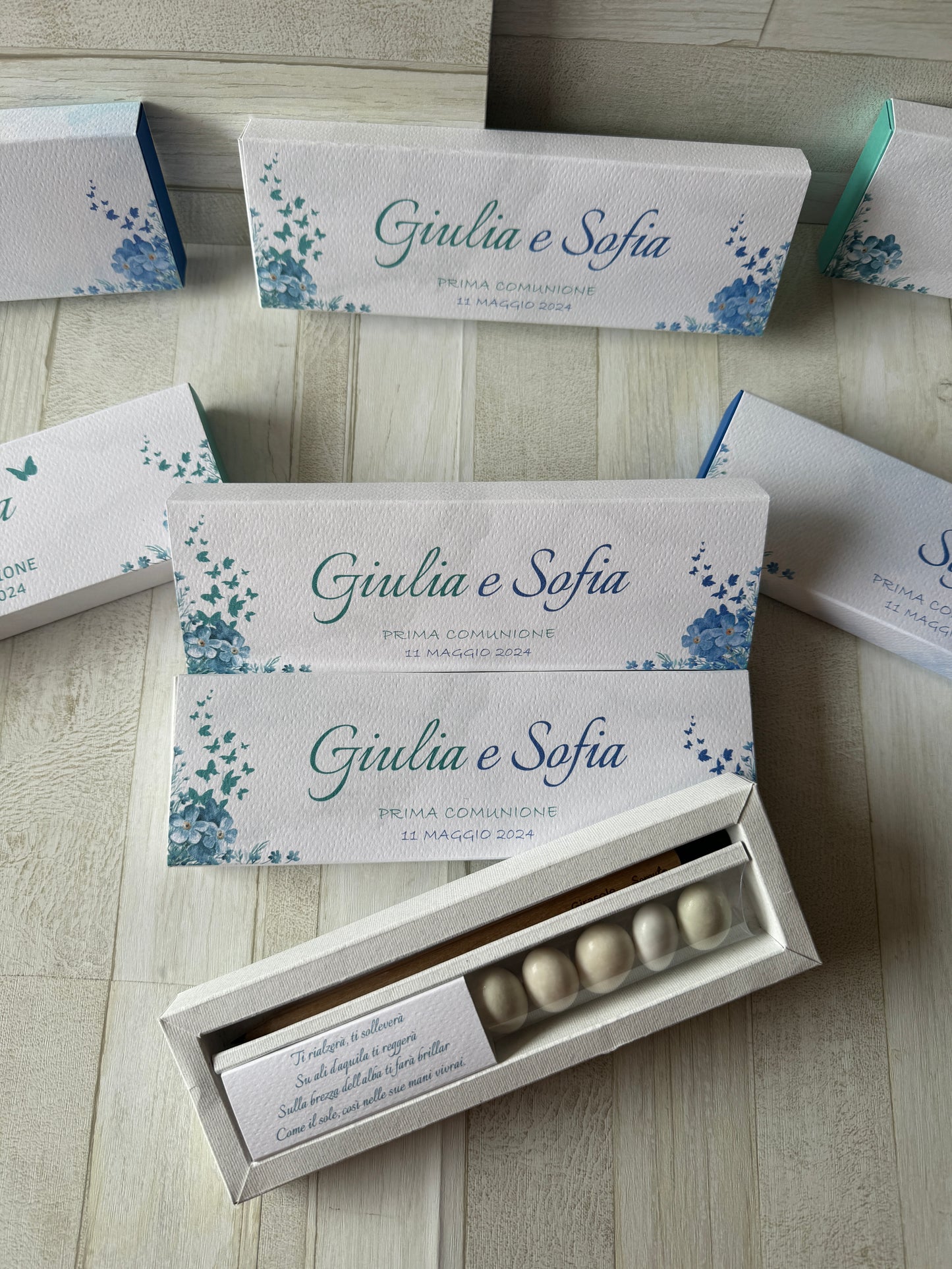 Cofanetto regalo personalizzato per Comunione-Cresima con Matita Seminabile e Confetti