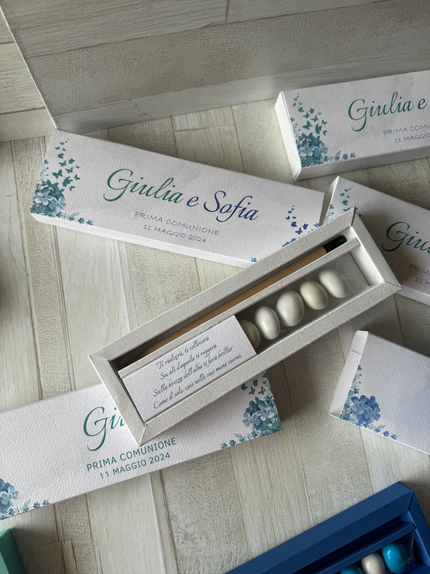 Cofanetto regalo personalizzato per Comunione-Cresima con Matita Seminabile e Confetti
