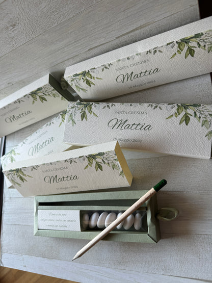 Cofanetto regalo personalizzato per Comunione-Cresima con Matita Seminabile e Confetti