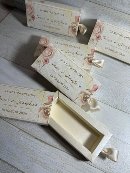 Porta confetti in scatola degustazione personalizzabile - (cm 9x3x2)