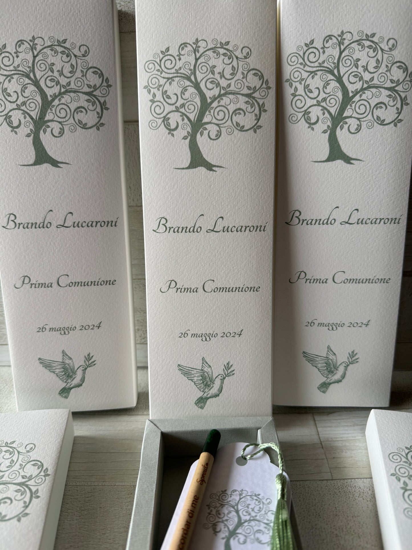 Cofanetto regalo personalizzato con Segnalibro e Matita Seminabile per Comunione-Cresima