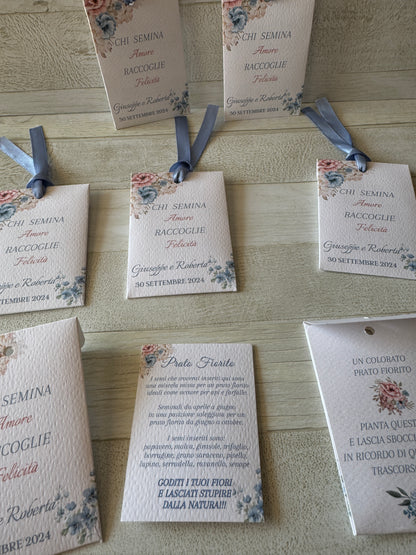 Segnaposto Matrimonio – Bustina Semi Fiori personalizzata