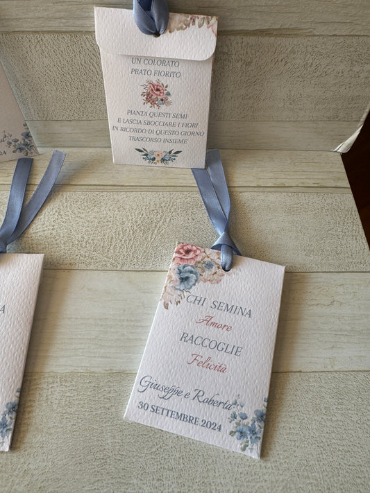 Segnaposto Matrimonio – Bustina Semi Fiori personalizzata