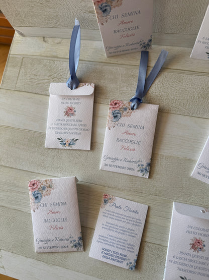 Segnaposto Matrimonio – Bustina Semi Fiori personalizzata