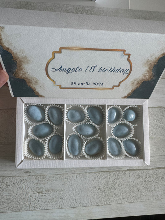 Porta confetti in scatola degustazione personalizzabile - 15 confetti