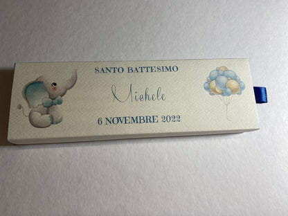 Cofanetto regalo personalizzato per Battesimo porta matita