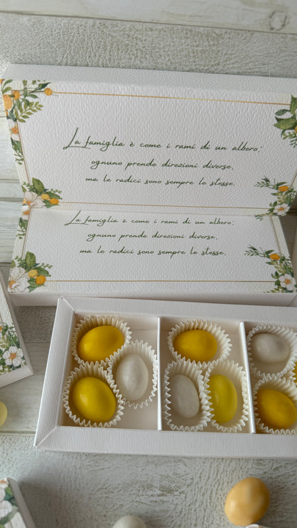 Porta confetti Comunione e Cresima – Cofanetto a scorrimento degustazione personalizzabile (9 confetti)