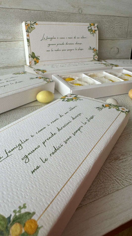 Porta confetti Comunione e Cresima – Cofanetto a scorrimento degustazione personalizzabile (9 confetti)