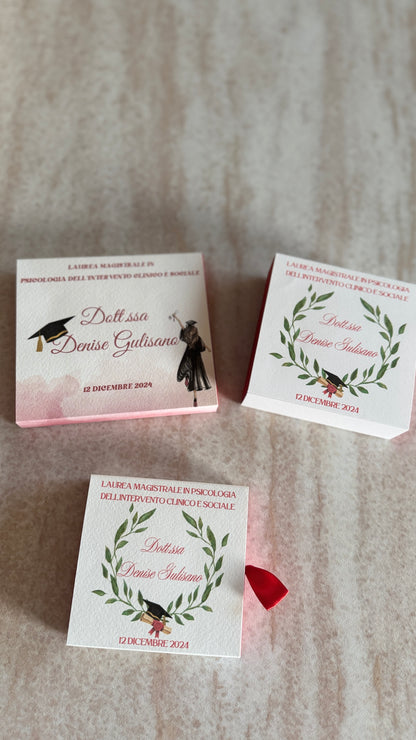 Peonia in cera di soia in cofanetto regalo personalizzato