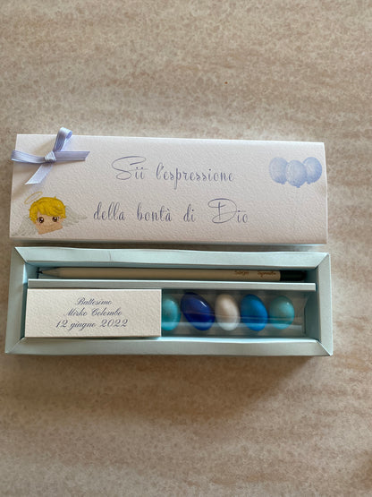 Bomboniera Battesimo – Cofanetto a Scorrimento con Matita Seminabile