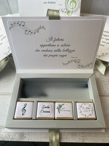 Porta confetti & cioccolatini Comunione e Cresima – Cofanetto a libro personalizzato