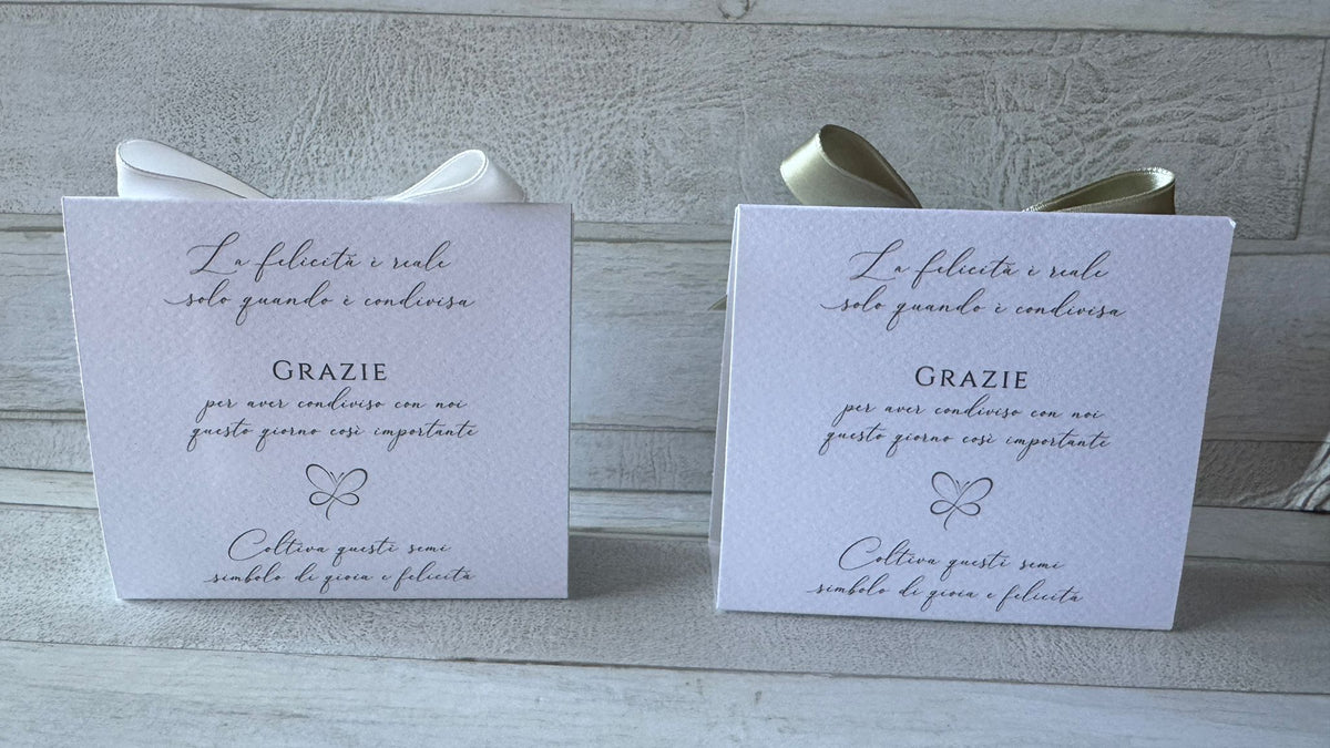 Porta confetti Nozze con Bustina Semi Prato Fiorito e aforisma - Personalizzabile