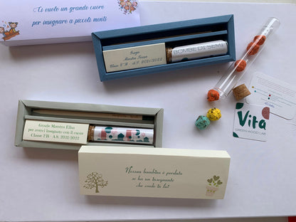 Cofanetto idea regalo seminabile con matita e bombe carta semi