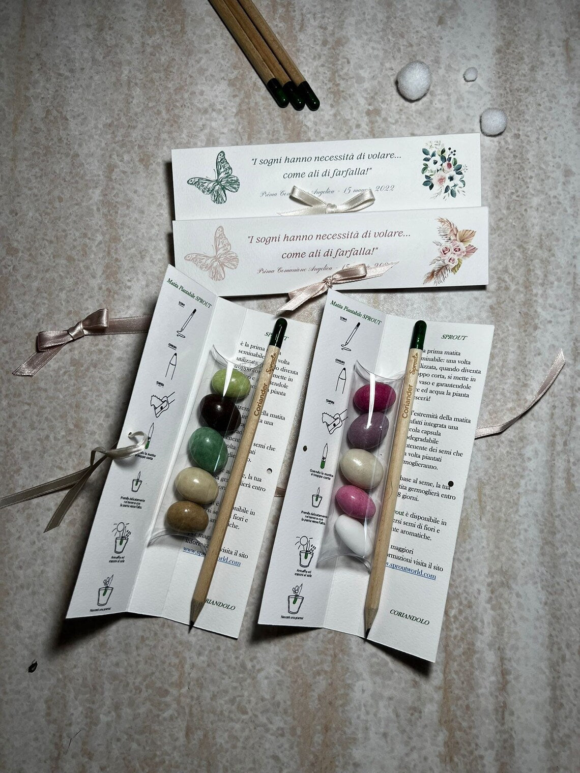 Confezione regalo porta Matita Seminabile personalizzata per Comunione-Cresima
