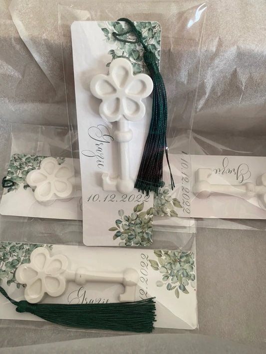 Segnaposto Matrimonio – Segnalibro con Profumatore "Chiave" in Gesso