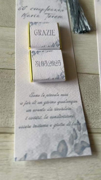 Segnaposto Compleanno - Segnalibro con Cioccolatini Personalizzati