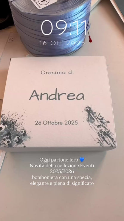 Bomboniera Comunione e Cresima con 1 Spezia Media – Cofanetto a Scorrimento