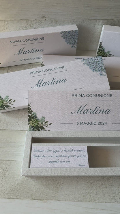 Cofanetto regalo personalizzato per Comunione-Cresima porta matita o penna