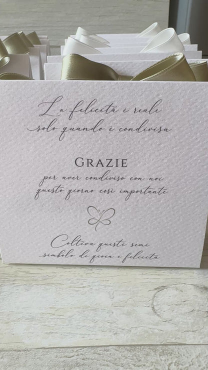 Porta confetti Nozze con Bustina Semi Prato Fiorito e aforisma - Personalizzabile