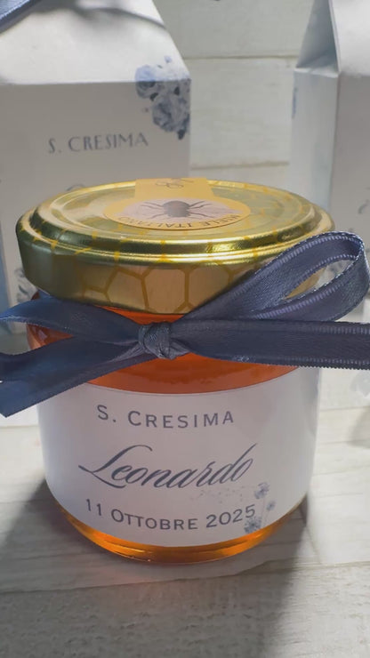 Bomboniera Comunione e Cresima con Vasetto di Miele 120 g – "Milk Box"