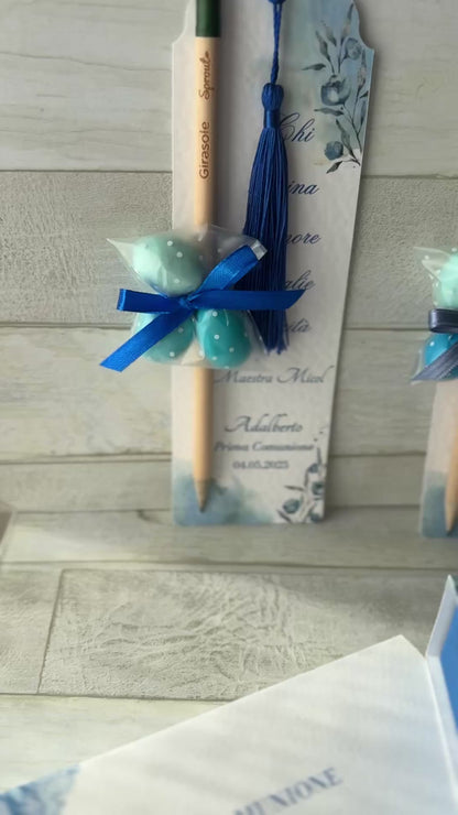 Porta confetti Comunione e Cresima – Cofanetto a scorrimento degustazione personalizzabile (9 confetti)