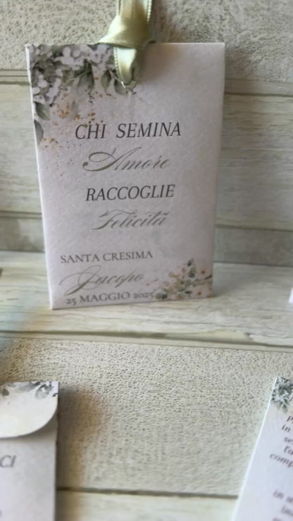 Segnaposto Comunione e Cresima – Bustina con Semi "Erbe Aromatiche" Personalizzata