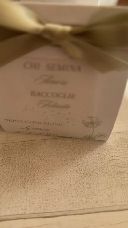 Bustina personalizzata con semi Fiori o Erbe e confetti (aperta ai lati)