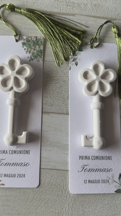 Segnaposto chiave gessetto profumato personalizzato Comunione & Cresima