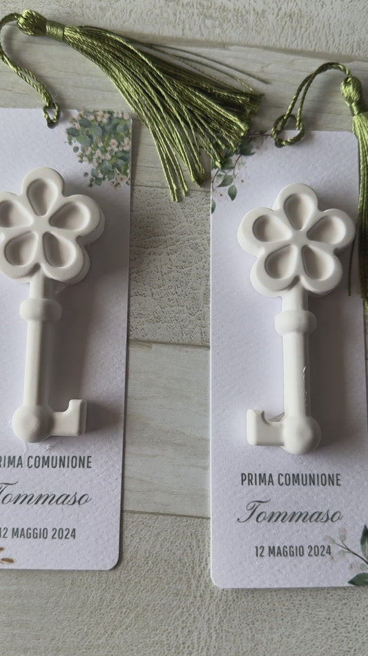 Segnaposto chiave gessetto profumato personalizzato Comunione & Cresima