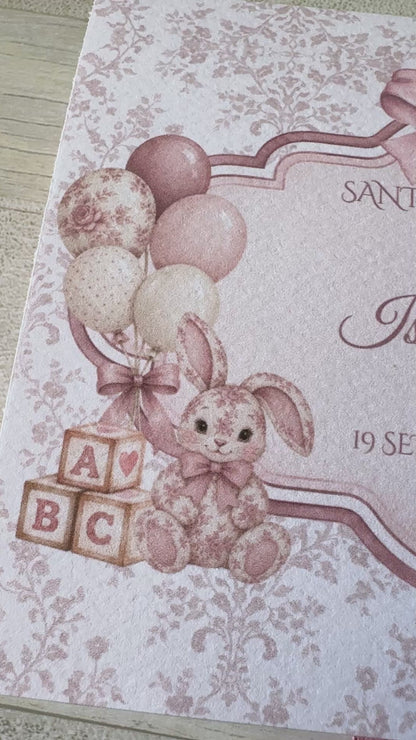 Bomboniera Battesimo con Fiocco Coniglietto Profumato in Cera di Soia - Cofanetto a Libro