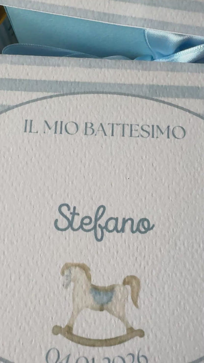 Bomboniera Battesimo con Vasetto di Miele 140 g – Cofanetto a Libro